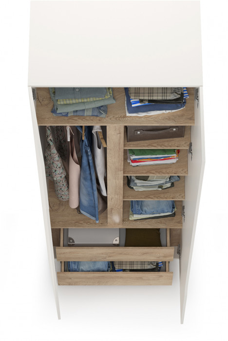 Муссон 13.198 Шкаф двухстворчатый, белый/дуб эндгрейн элегантный