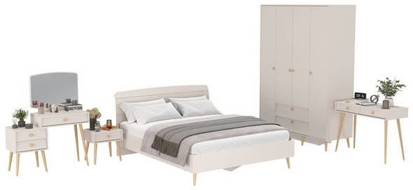 Афина Спальня 34-1600, цвет кашемир серый, сп.м. 1600х2000 мм., б/м, основание есть - фанера