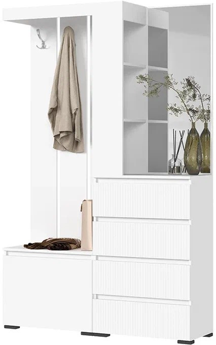 Хелен ПР-01 (Хельга) прихожая белый супермат, белый/белый