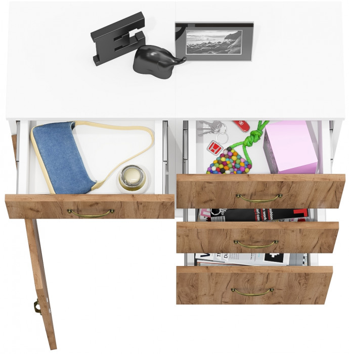 Лидер-8 Тумба МД 3.15 + Тумба МД 3.16, белый шагрень/крафт золото