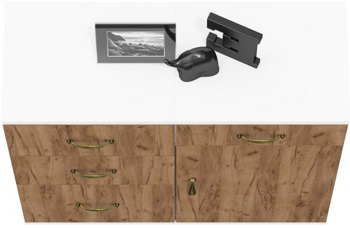 Лидер-8 Тумба МД 3.15 + Тумба МД 3.16, белый шагрень/крафт золото