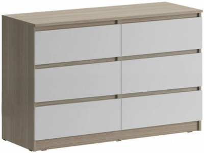 Челси Комод 1202 (6 ящиков) (Белый глянец, Дуб Сонома)