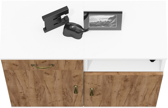 Лидер-8 Тумба МД 3.15 + Тумба МД 3.19, белый шагрень/крафт золото