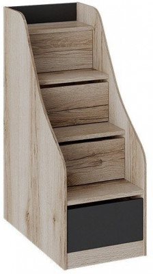 Окланд ТД-324.11.12 Лестница приставная (тумба) (Фон Черный/Дуб Делано)