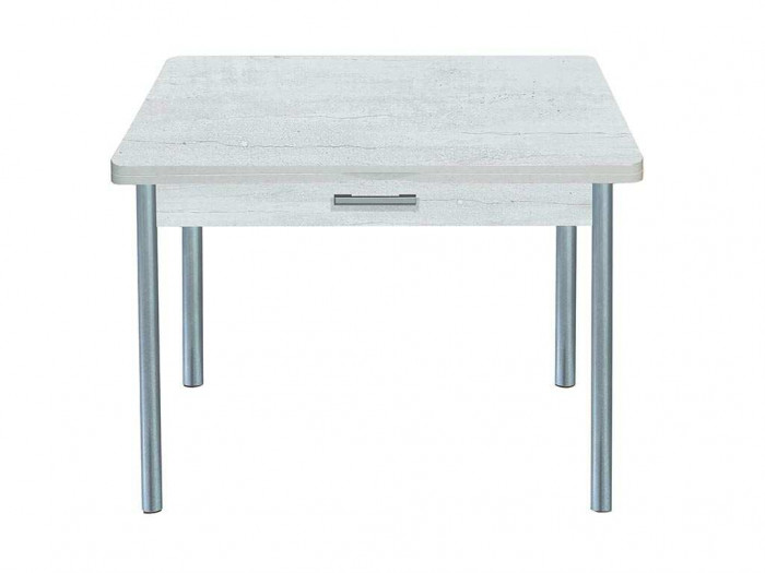 Симпл стол обеденный раскладной с ящиком / бетон белый/металлик
