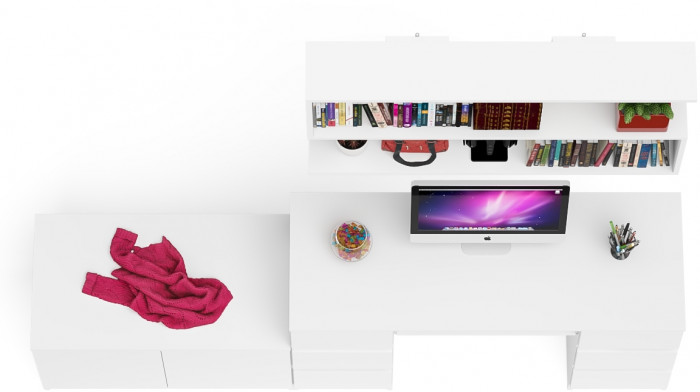 Мори компьютерный стол МС-2 + Тумба МА900.1 + Полка 1200, белый