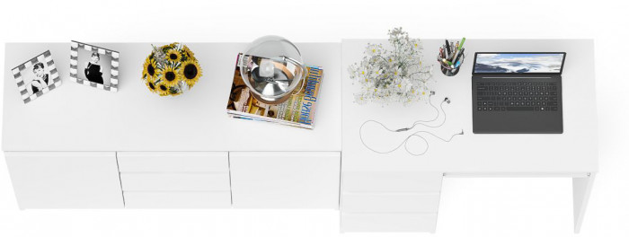 Мори компьютерный стол МС-6 левый + Комод МК1200.3, белый