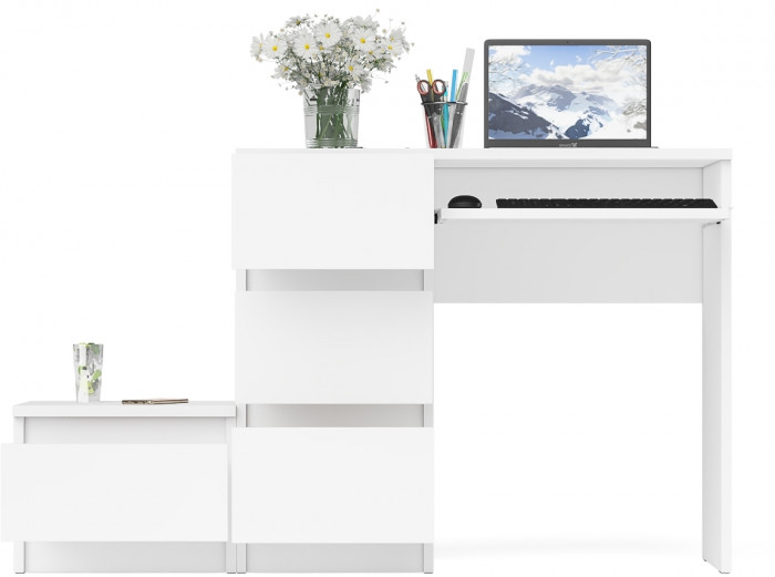 Мори компьютерный стол МС-6 левый + Тумба ТМП400.1, белый