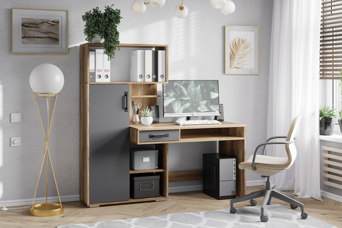 Стол письменный Прима ПС-02, Графит, Дуб Каньон