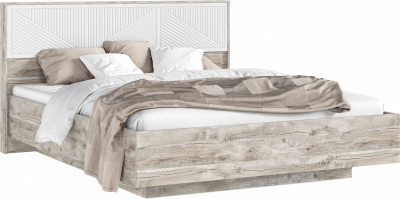 Сильвия Кровать парящая 1,6м с ПМ с подсветкой Браш Вайт/Дуб Юкон, Дуб Юкон