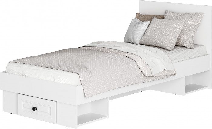 Кровать с реечным настилом и ящиками Софт КР-01 (0,9), Белый
