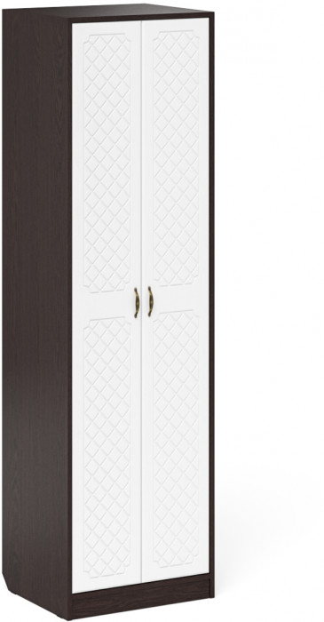 Прихожая П-6 Компоновка № 29, цвет венге/фасады МДФ белое дерево фрезеровка ромб, ШхГхВ 140х50х210 см., универсальная сборка