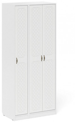 Прихожая П-6-500 Шкаф + Пенал, белая шагрень/фасады МДФ белое дерево фрезеровка ромб