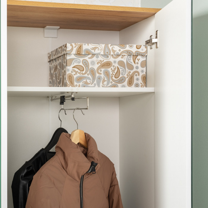 Октава Набор шкафов 02, цвет белый шагрень/дуб крафт золотой/фасады МДФ белый шагрень, ШхГхВ 161х35,3х197,6 см., универсальная сборка