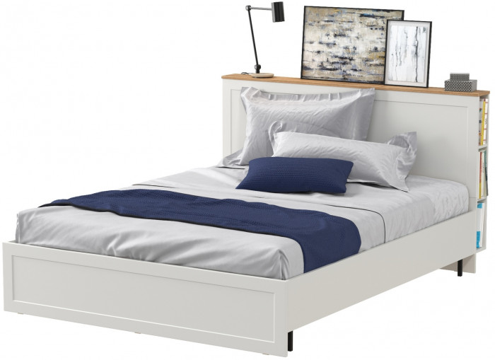 Остин 11.53 Кровать БЕЗ ортопеда, цвет белый шагрень/дуб крафт золотой, ШхГхВ 164,6х217,2х99,3 см., сп. м. 1600х2000 мм, б/м, б/о