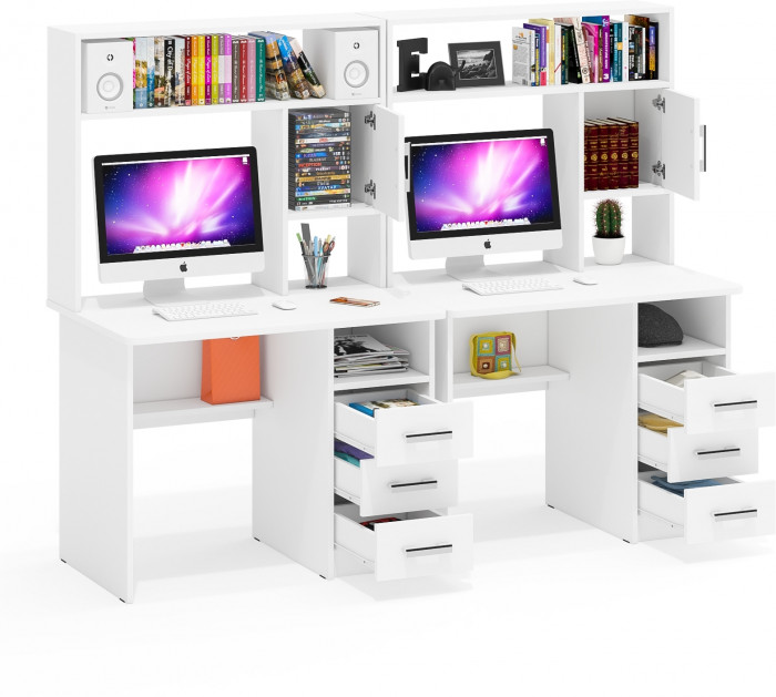 компьютерный стол С-МД-СК9+компьютерный стол С-МД-СК9, белый шагрень