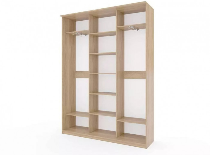 Шкаф купе Модерн 1776х450 3-х дверный 3-х секционный зеркальный с пескоструем №3 ясень