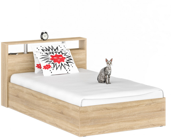 Камелия Кровать 1400 + две тумбы, дуб сонома