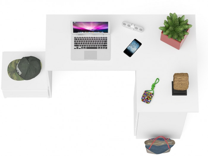 Мори компьютерный стол МС-16 правый + Тумба ТМП400.1, белый