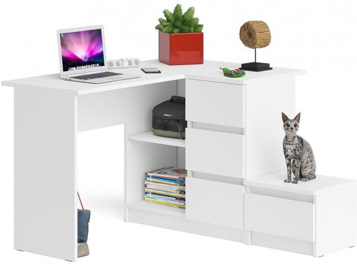 Мори компьютерный стол МС-16 правый + Тумба ТМП400.1, белый