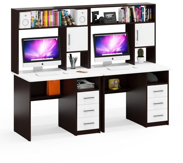 компьютерный стол С-МД-СК9+компьютерный стол С-МД-СК9, венге/белый шагрень