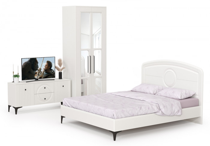Валенсия Спальня № 41, ЛДСП белый шагрень/МДФ белый шагрень
