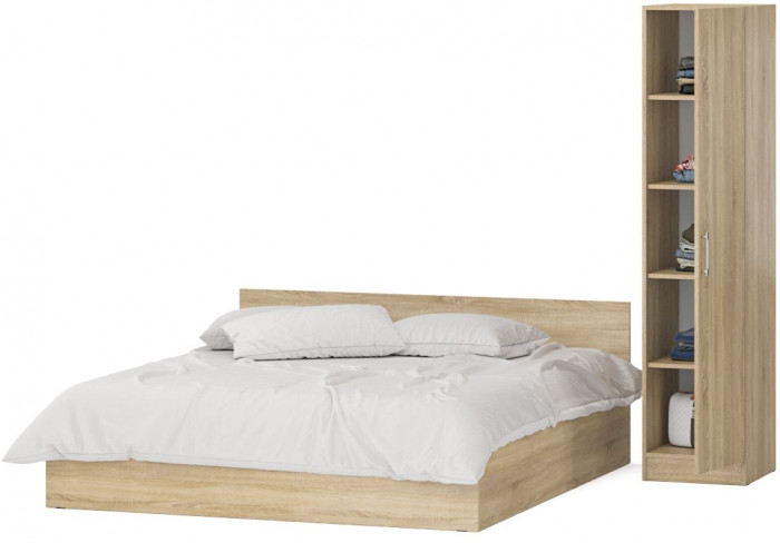 Кровать 1800 + Пенал Стандарт, дуб сонома