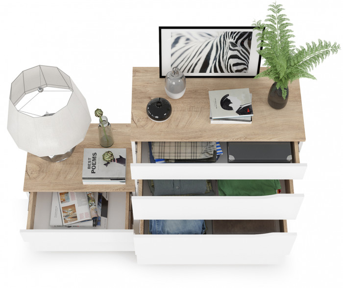 Муссон 13.97 Комод + 16.03 Тумба, белый/дуб эндгрейн элегантный