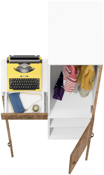 Лидер-8 Пенал МД 23Б + Тумба МД 3.15, белый шагрень/крафт золото