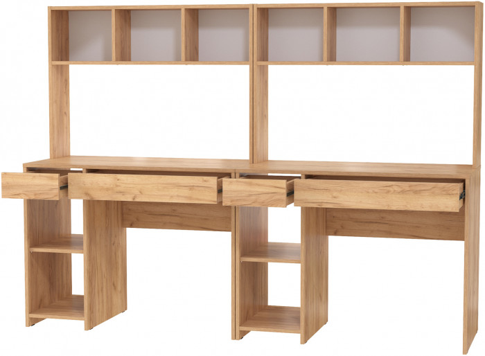 Стол компьютерный Комфорт 12.77F + Стол компьютерный Комфорт 12.77F, цвет дуб крафт золотой, ШхГхВ 200х49,8х147 см., универсальная сборка