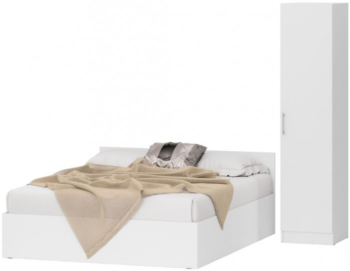 Кровать с ящиками 1600 + Пенал Стандарт, цвет белый, ШхГхВ 163,5х203,5х70 + 45х52х200 см., сп.м. 1600х2000 мм., без матраса, основание есть