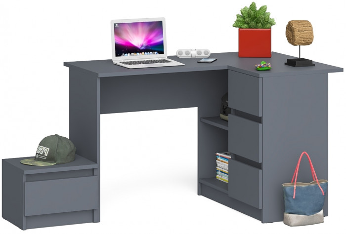Мори компьютерный стол МС-16 правый + Тумба ТМП400.1, графит
