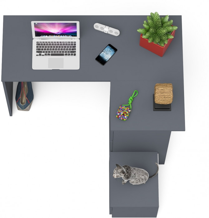 Мори компьютерный стол МС-16 правый + Тумба ТМП400.1, графит