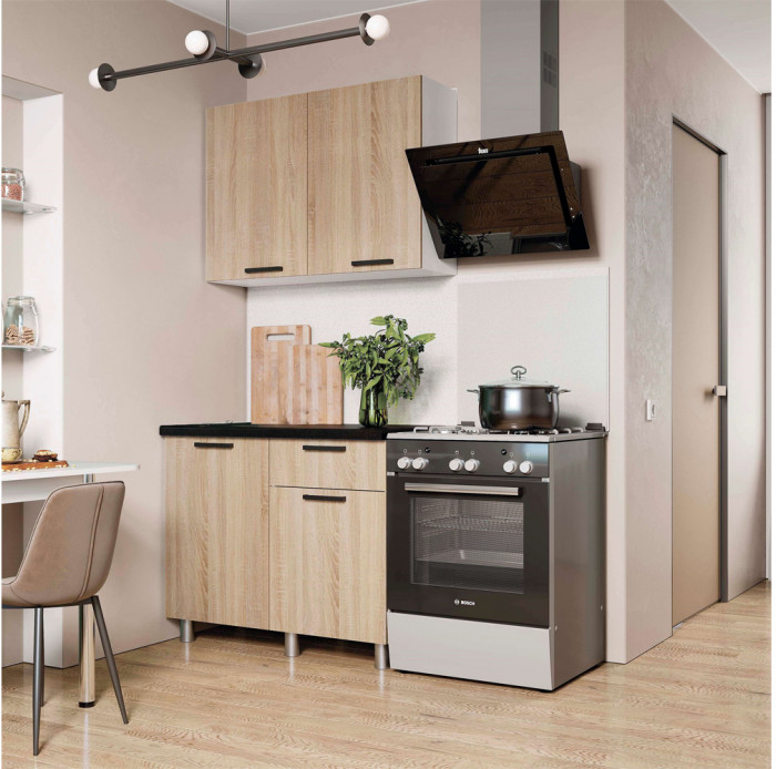 Кухня Ева, Дуб сонома, Черный янтарь