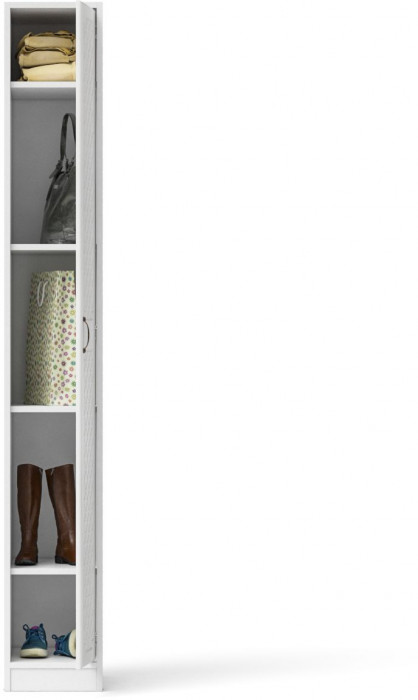 Прихожая П-6-500 Пенал, цвет белая шагрень/фасады МДФ белое дерево фрезеровка ромб, ШхГхВ 30х50х210 см., универсальная сборка