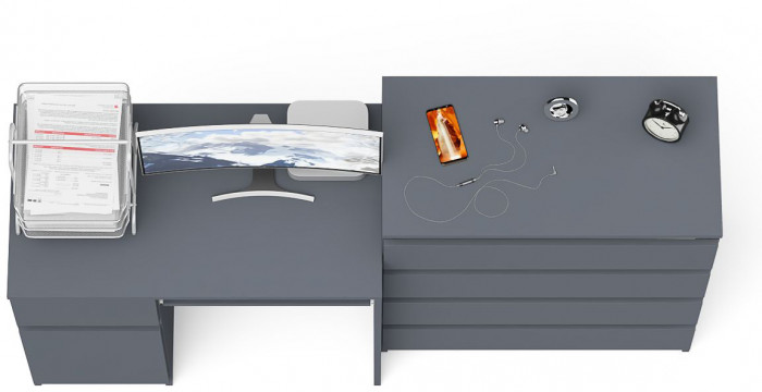 Мори компьютерный стол МС-1 левый + Комод МК800.4, графит