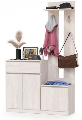 КР100 Ника прихожая № 20, цвет ясень анкор светлый, ШхГхВ 125,8х38,1х207,9 см., универсальная сборка