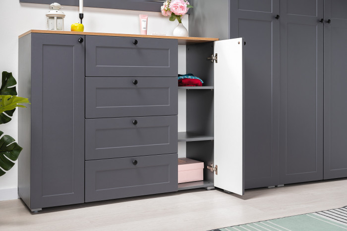 Остин Прихожая 15, серый графит/дуб крафт золотой