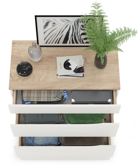 Муссон 13.97 Комод, белый/дуб эндгрейн элегантный