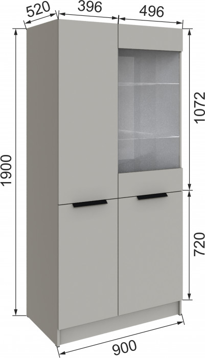 Шкаф Мадрид (0,9) с 1 витриной, Кашемир