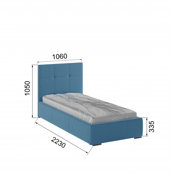 Рио Кровать интерьерная 900 светло-голубой квадрат, ортопед