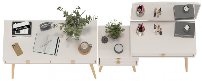 Афина Спальня Стол + Трюмо, кашемир серый