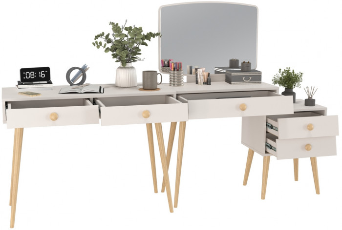 Афина Спальня Стол + Трюмо, кашемир серый