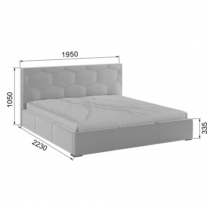 Манука Кровать интерьерная 180 светло-серый, ортопед