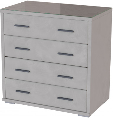 Интерьерный комод со стеклом светло-серый