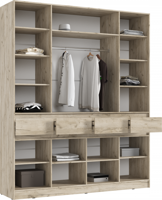 Роджинамиф Шкаф 4-х створчатый, Крафт серый/Кашемир