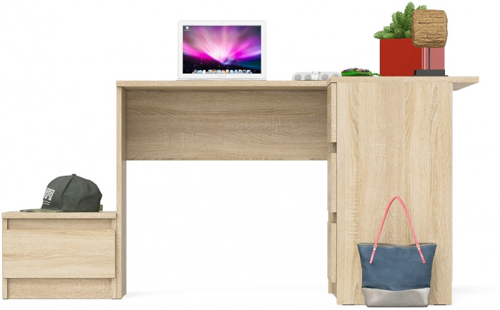 Мори компьютерный стол МС-16 правый + Тумба ТМП400.1, дуб сонома