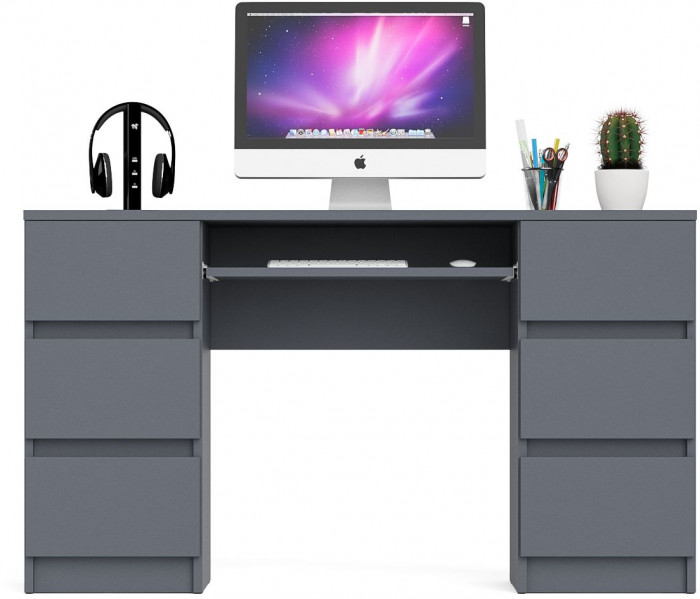Мори Стол компьютерный МС-2, цвет графит, ШхГхВ 135,4х50х76,6 см.