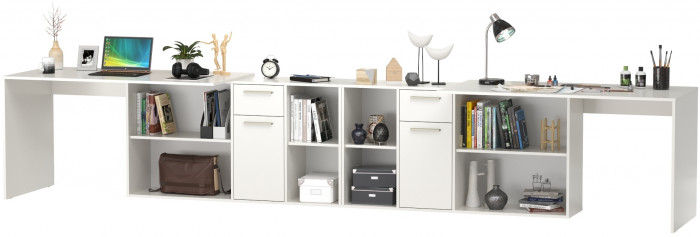 Лайт письменный стол 03.245F + 03.245F, белый шагрень