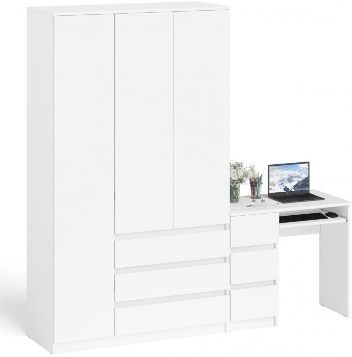 Мори компьютерный стол МС-6 левый + Шкаф МШ1200.1, белый